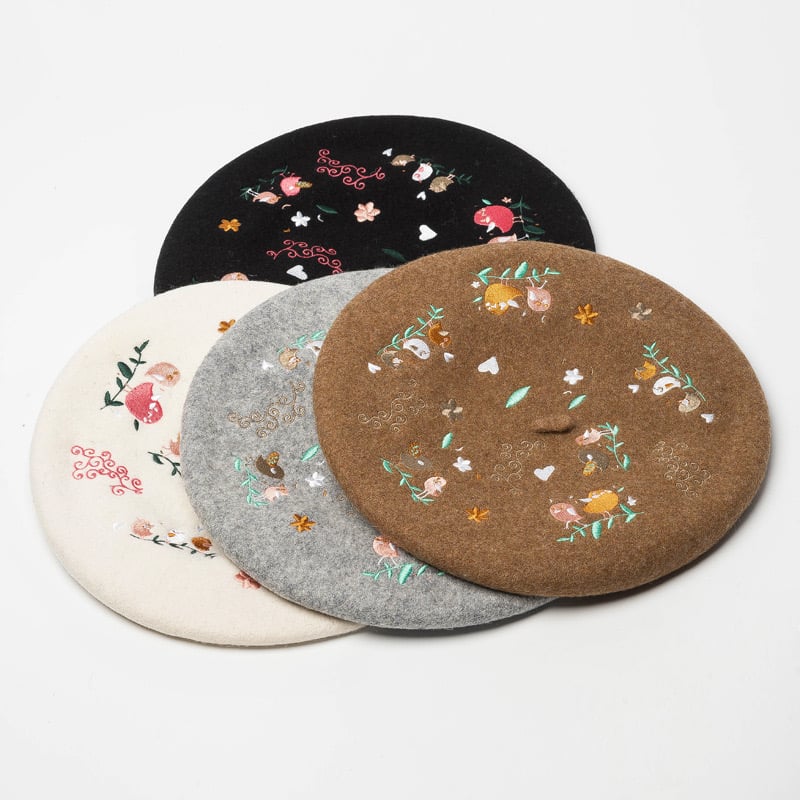 Casual Embroidery Beret
